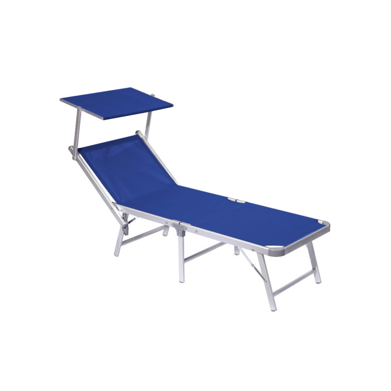 Set di due lettini mare MOIA con tettuccio pieghevole blu