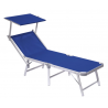 Set di due lettini mare MOIA con tettuccio pieghevole blu