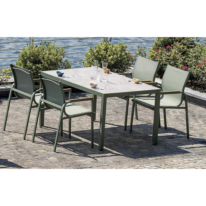 Dining set Tarquinia ferro verde Moia 4 sedie elegante e robusto
