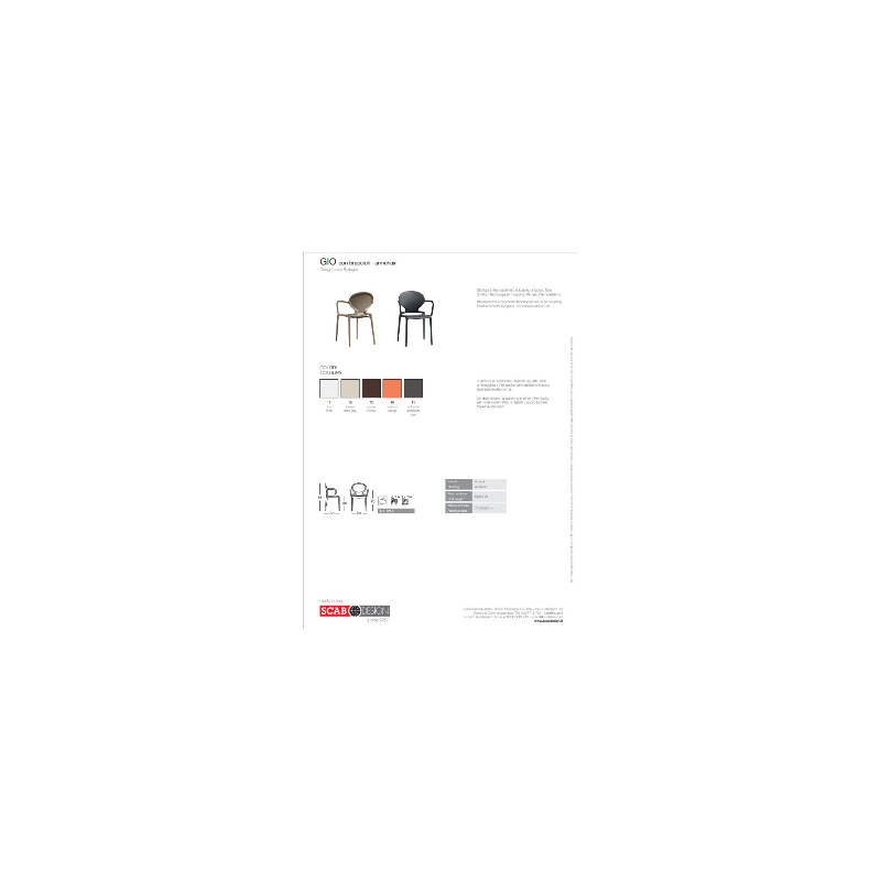 SET 4 SEDIE GIO TECNOPOLIMERO CON BRACCIOLI SCAB DESIGN