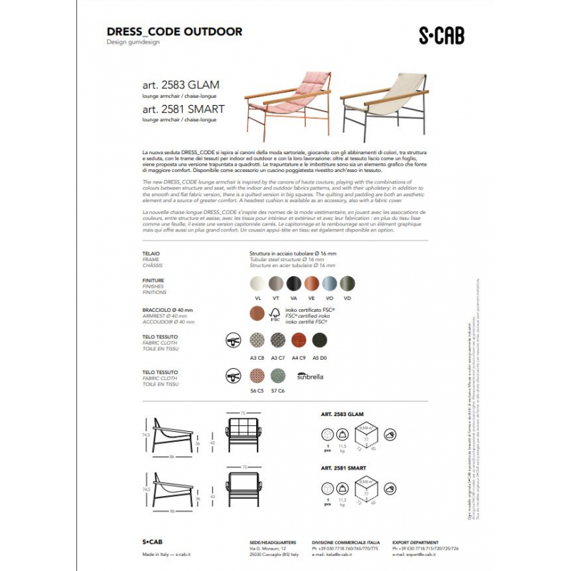 SEDUTA DRESS CODE SMART PER OUTDOOR MADE IN ITALY SCAB DESIGN