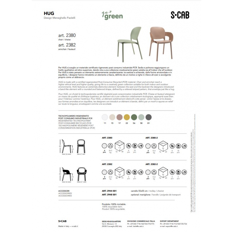 SET 4 POLTRONE HUG TECNOPOLIMERO DA POST CONSUMO INDUSTRIALE SCAB DESIGN