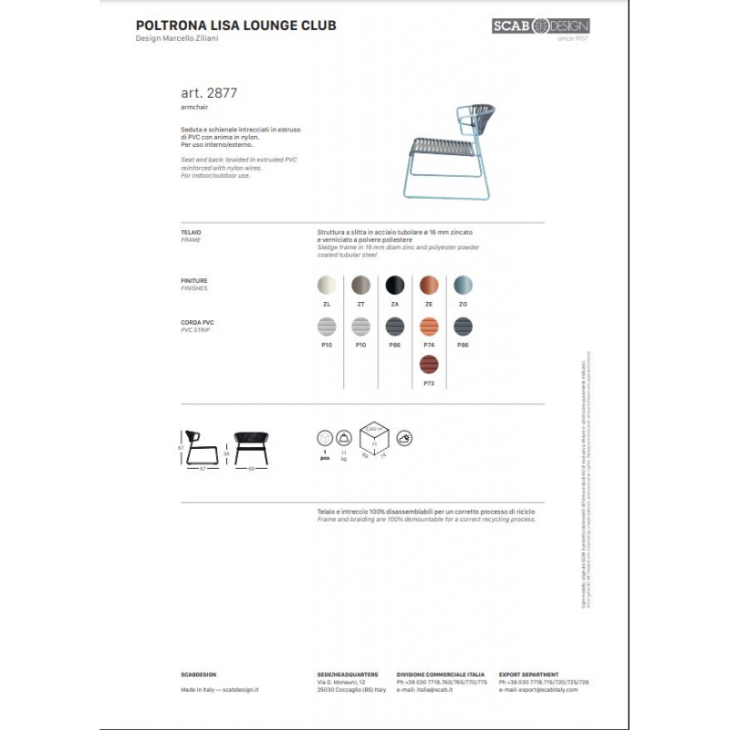 POLTRONA LISA CLUB PVC MADE IN ITALY SCAB DESIGN