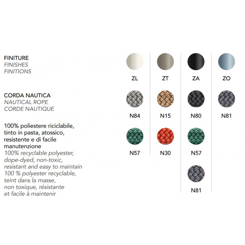 POLTRONA LISA LOUNGE FILO' CORDA NAUTICA MADE IN ITALY SCAB DESIGN