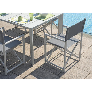 Set Tavolo San Vincenzo + 4 Sedie Regista Paros Alluminio Bianco/Text Grigio Chiaro Moia