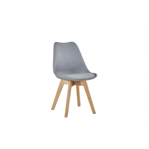 SET DA 6 SEDIA NEW LELIA PP+CUSCINO PU GAMBE LEGNO GRIGIO