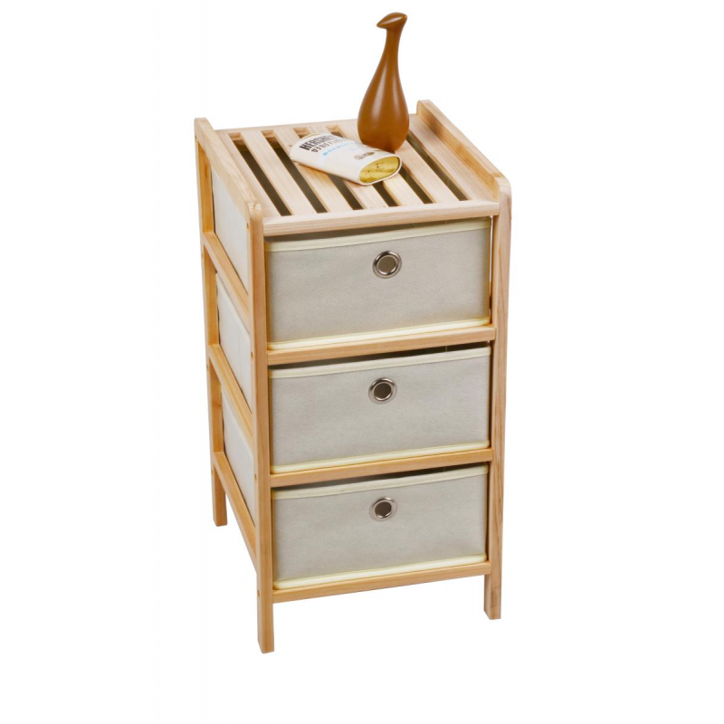 CASSETTIERA LEGNO CORINE NAT/BEIGE 3CASSETTI KUN