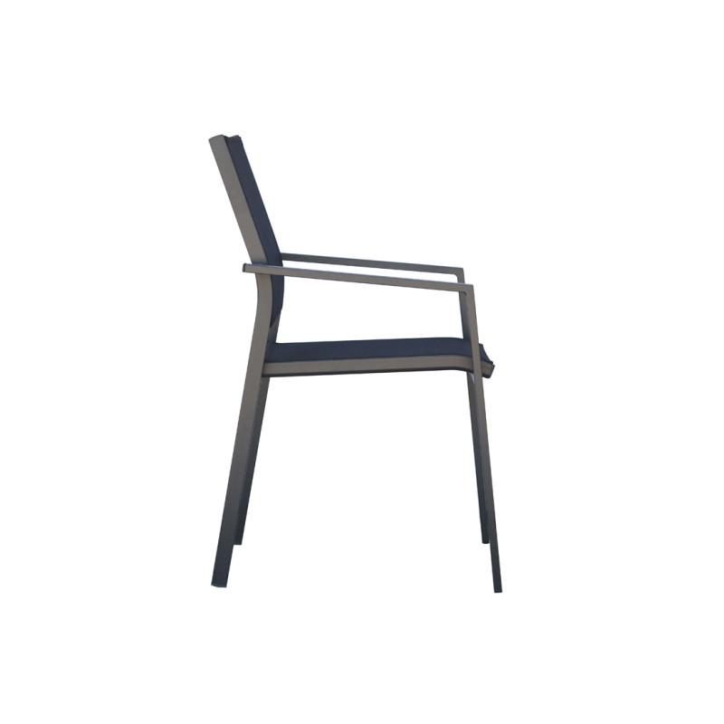 Sedia Zara alluminio antracite textilene nero Moia outdoor