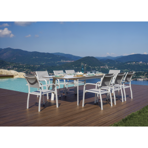Set Tavolo San Donato + 8 Sedie Pola Alluminio Bianco