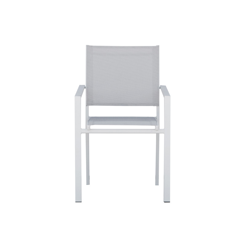 Set Tavolo San Donato + 8 Sedie Zara Alluminio Bianco Text Grigio Chiaro Moia