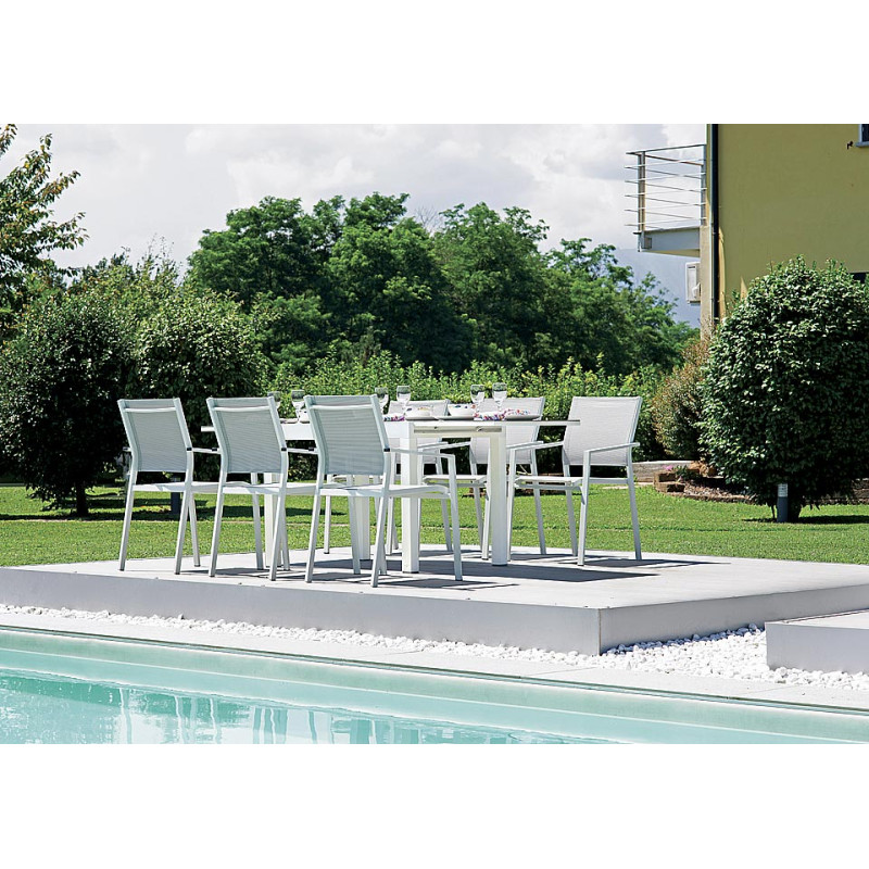 Sedia Zara alluminio bianco textilene grigio chiaro Moia