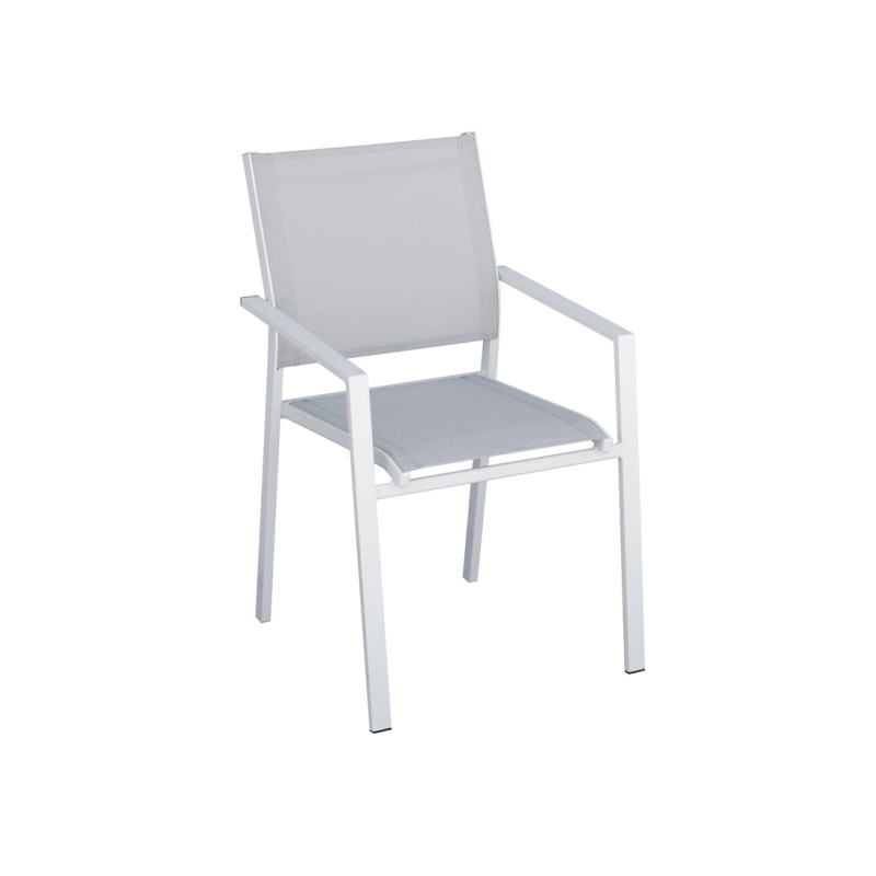 Set Tavolo San Donato + 8 Sedie Zara Alluminio Bianco Text Grigio Chiaro Moia