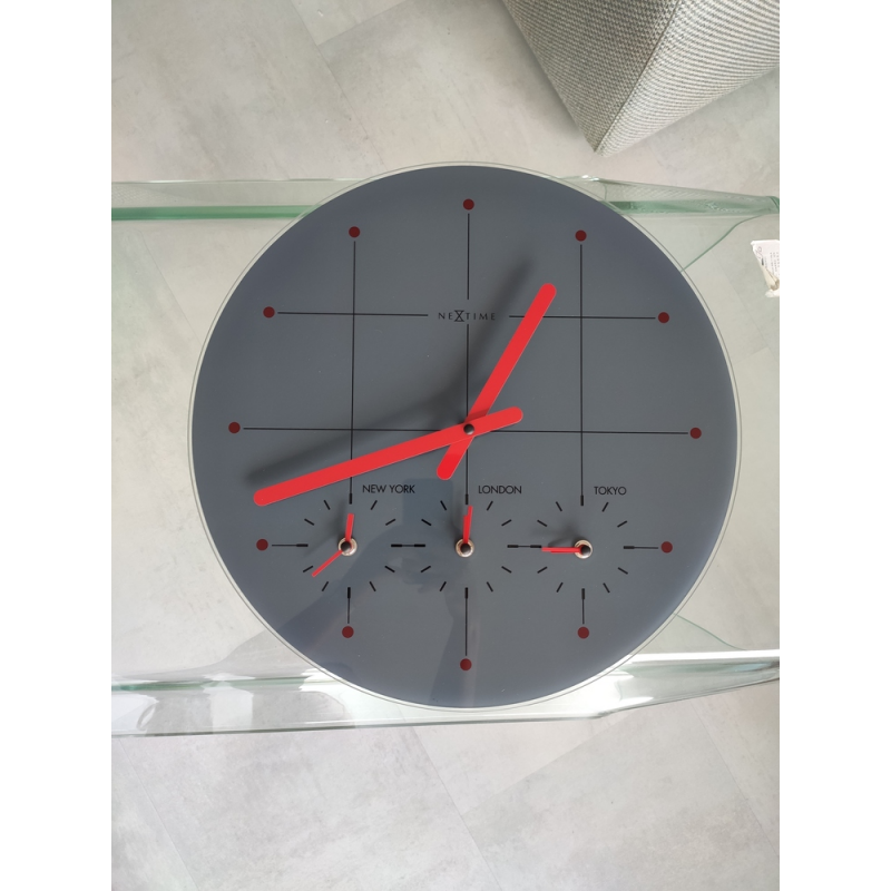Orologio da parete Big City con fusi orari in vetro diametro 43cm