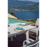 Set Tavolo San Donato + 8 Sedie Zara Alluminio Bianco Text Grigio Chiaro Moia