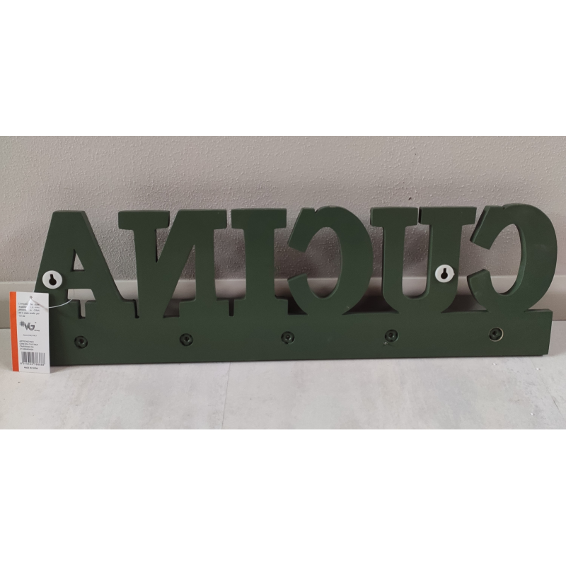Appendino da parete cucina verde con 5 spazi 56x16cm