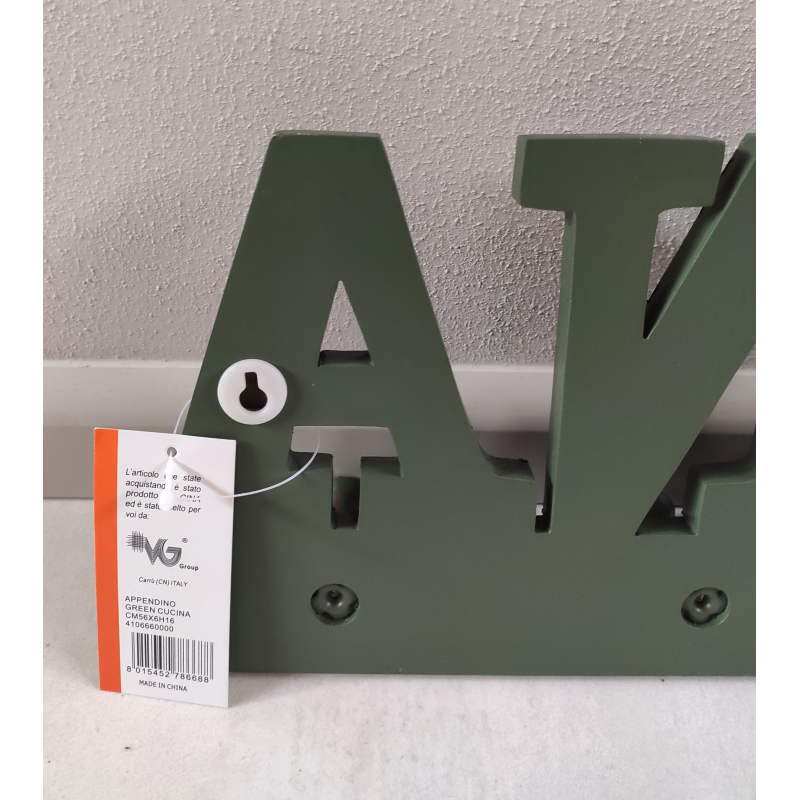 Appendino da parete cucina verde con 5 spazi 56x16cm