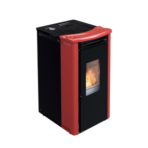Orione stufa a pellet ventilata 9,1 kw rosso lucido Lincar