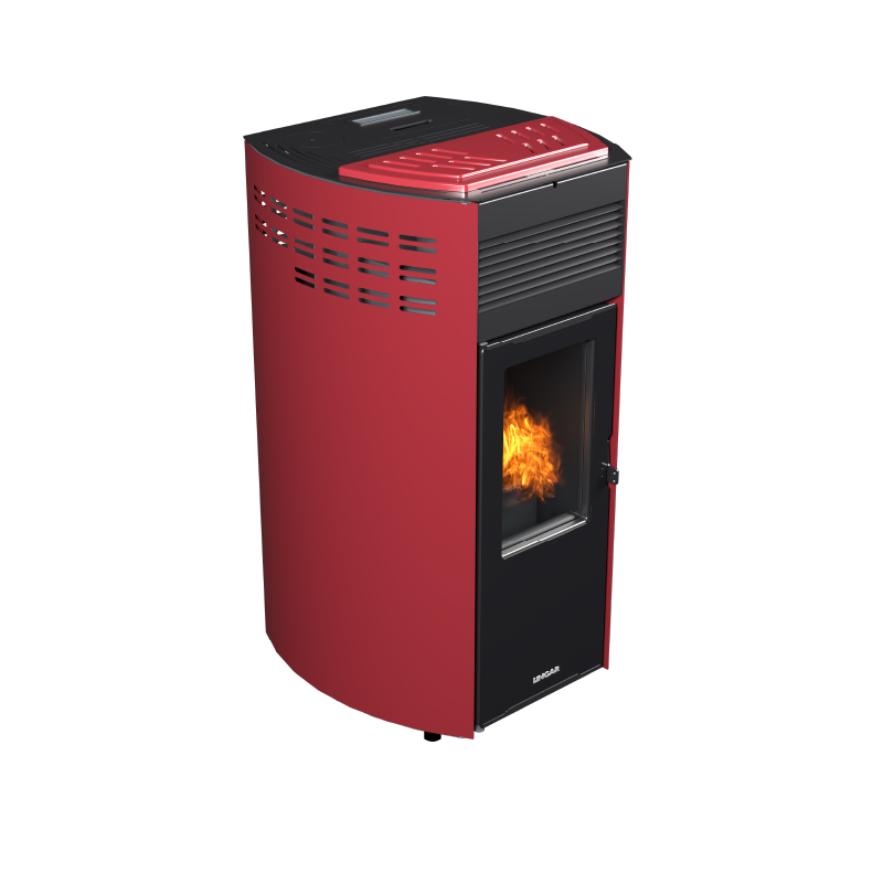 Erica stufa a pellet canalizzata 10,8kw in acciaio e ghisa rosso Lincar