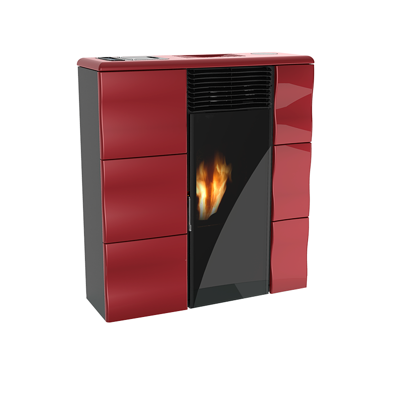 Stufa a pellet Olga 501L slim canalizzata in ceramica 11,1kw rosso Lincar
