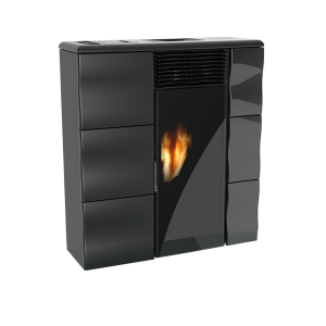 Stufa a pellet Olga 501L slim canalizzata in ceramica 11,1kw nero Lincar