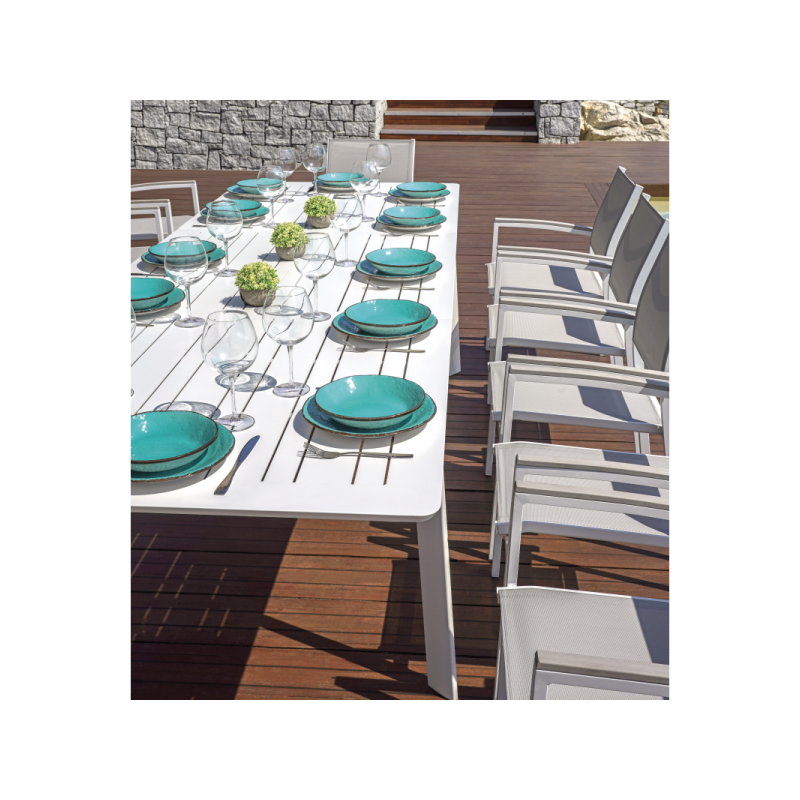 Set Tavolo Porto + 10 Sedie Zara Alluminio Bianco Moia