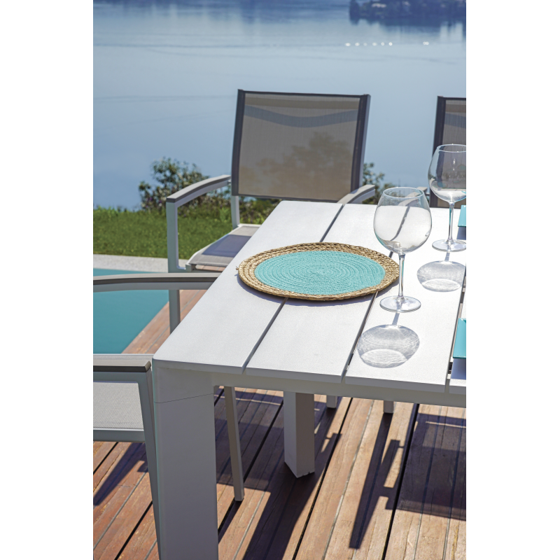 Set Tavolo Nettuno + 10 Sedie Lucca Alluminio Bianco