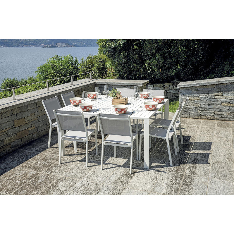 Sedia Pola alluminio bianco textilene grigio chiaro Moia