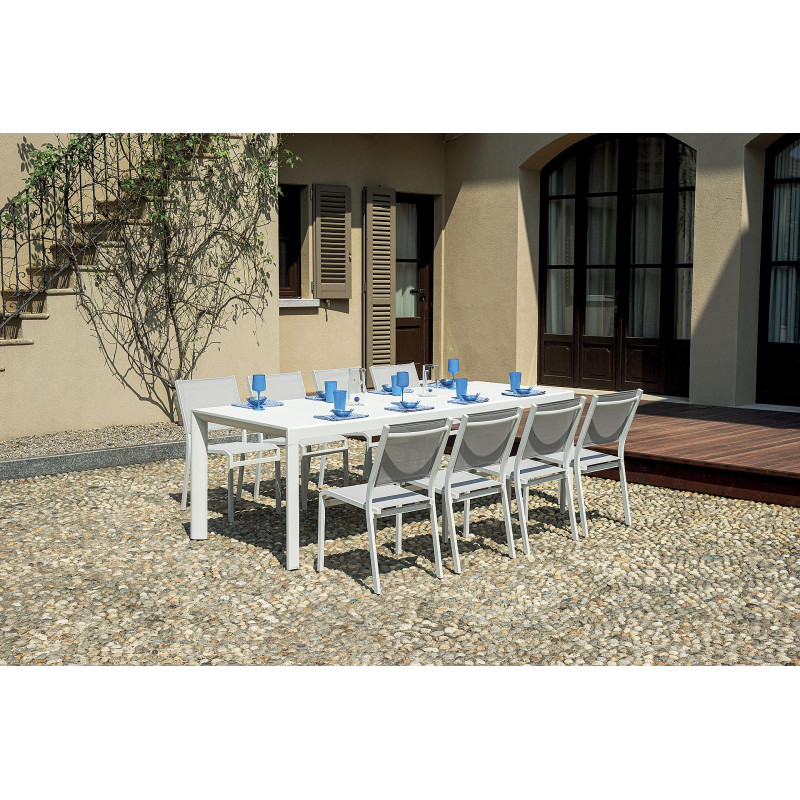 Sedia Pola alluminio bianco textilene grigio chiaro Moia