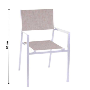 Zoom Set Tavolo alluminio + 6 Poltrone alluminio e texilene cleveland bianco opaco cm 55x56h86