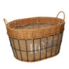Cassetto Metallo Con Fodera Naturale Ovale Cm 45x35h25