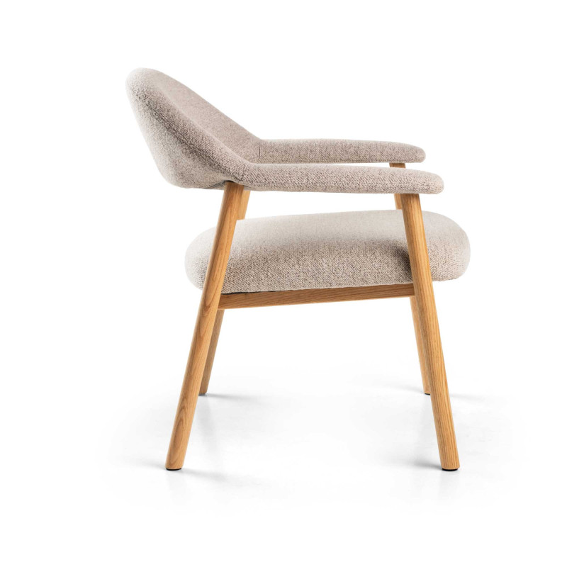 Poltrona Relax Arya Tessuto Sabbia Struttura Legno Rovere Cm 70x70,5h45/76