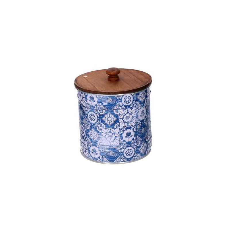 Scatola metallo mandala blu tondo cm ø11,7h12,3