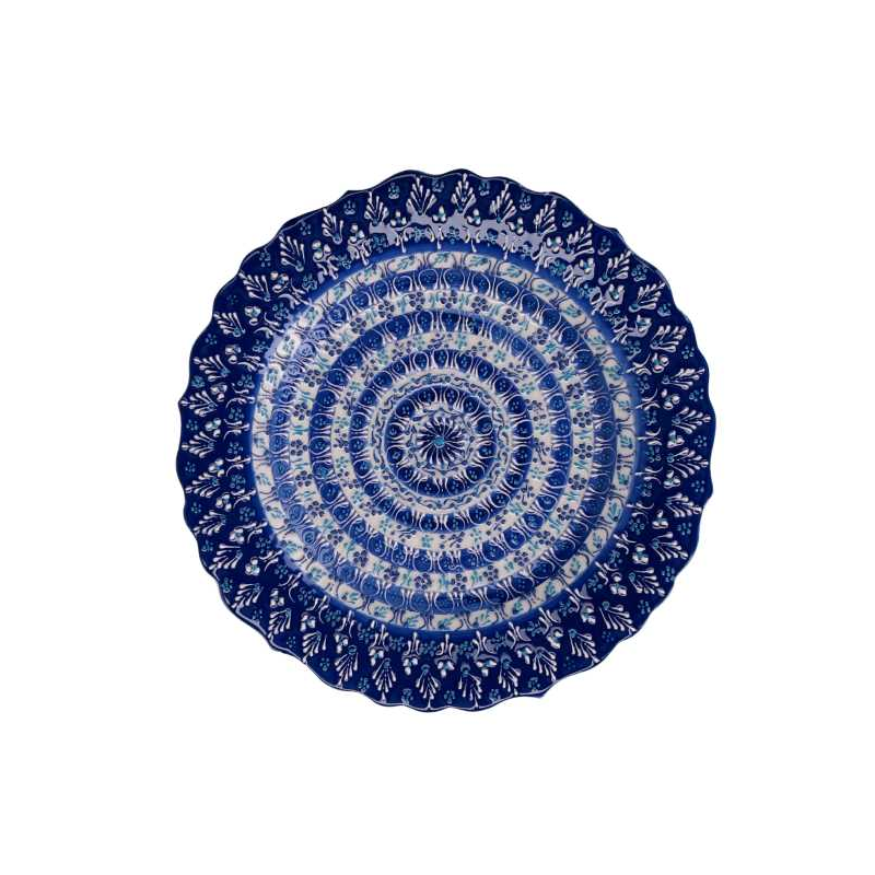 Piatto decorativo ceramica blu cm ø25h3