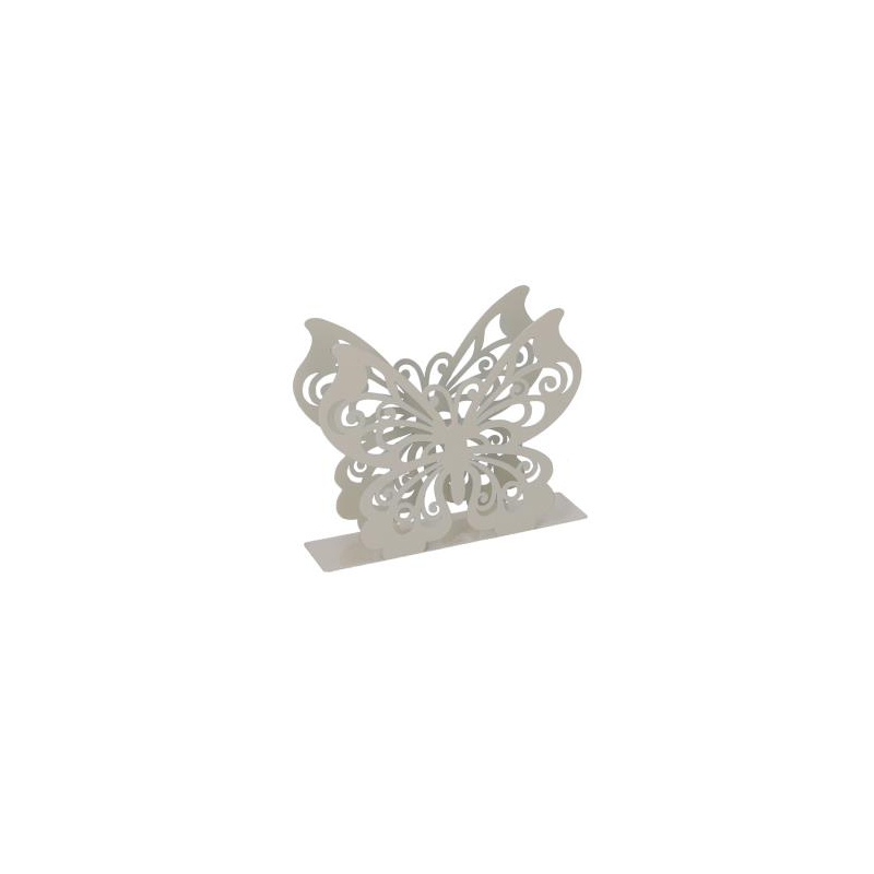 Portatovaglioli metallo farfalla crema rettangolare cm14,5x4h12