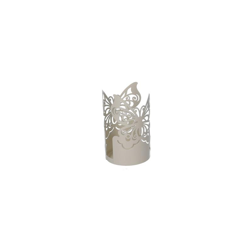 Portabicchiere metallo farfalla crema tondo cm ø8h13.5