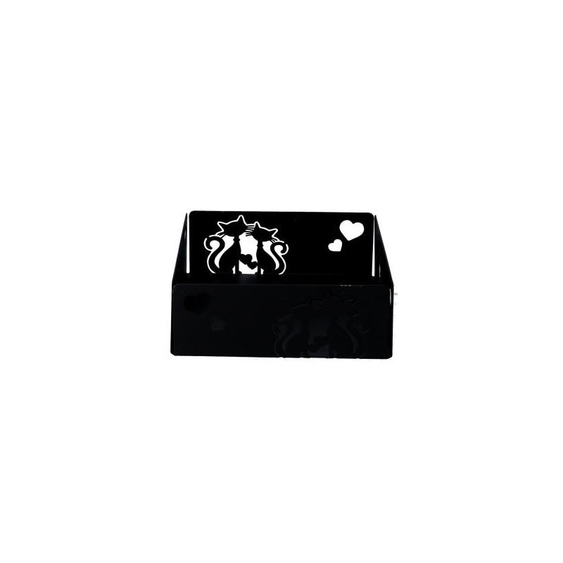 Portatovaglioli metallo gatti nero quadrato cm16,5x16,5h6