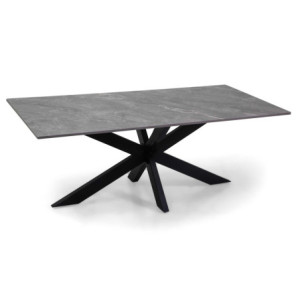 Tavolino Metallo Top Pietra Sinterizzata Grigio Cm 120x65h45