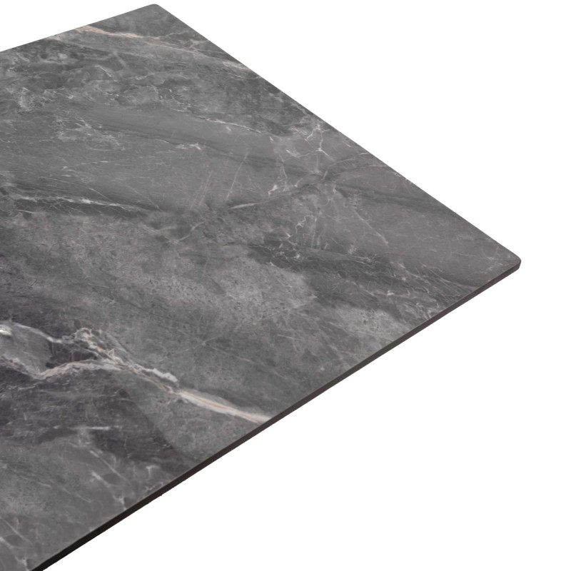 Tavolino Metallo Top Pietra Sinterizzata Grigio Cm 120x65h45