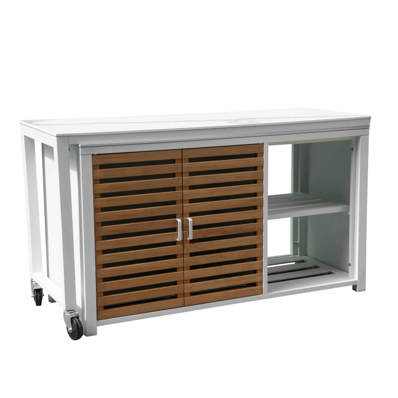 Mobile Idaho Bianco Teak Top Pietra 160×60 H90 | Levante Shop