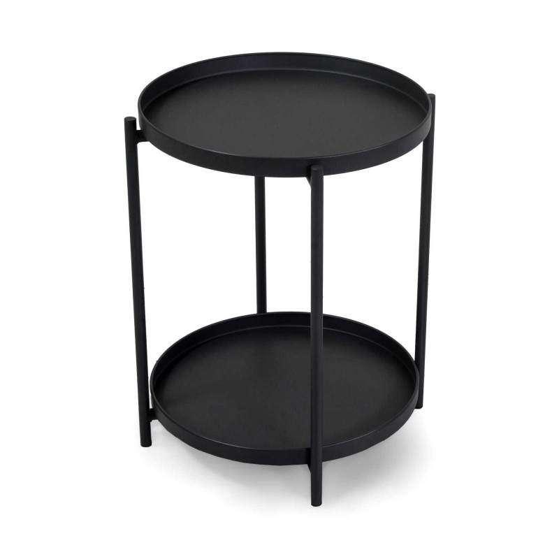 Tavolino Metallo Hiro Antracite Tondo 2piani Cm ø40h50