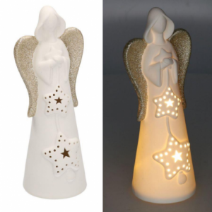 Zoom Angelo ceramica bianco oro con led ø10,5h27,5
