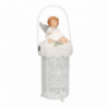 Lanterna metallo resina bianco con led angelo cm ø11h28/33