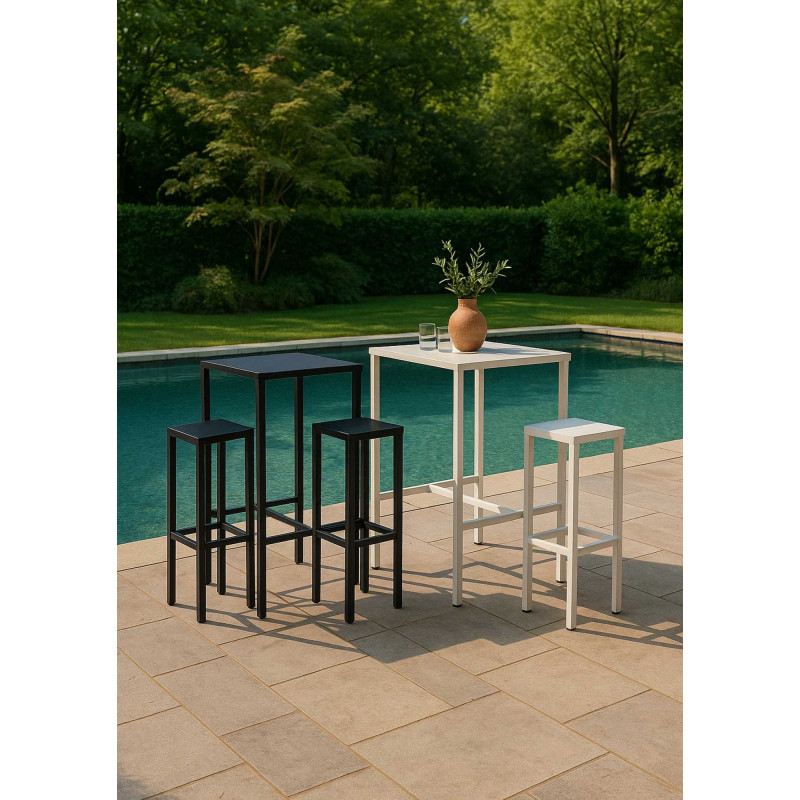 Tavolo Bar Metallo New Elma Con Poggiapiedi Antracite Quadro Cm 70x70h110