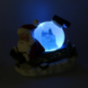 Palla di vetro led resina babbo natale slitta con musica cm 19,5x12,5h18