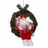 Babbo natale tessuto su ghirlanda rossocmø35