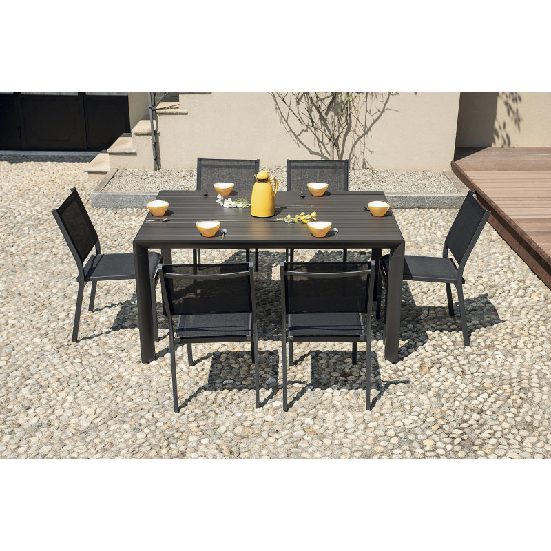 Tavolo alluminio allungabile Giacinto antracite 100-150x150 Moia