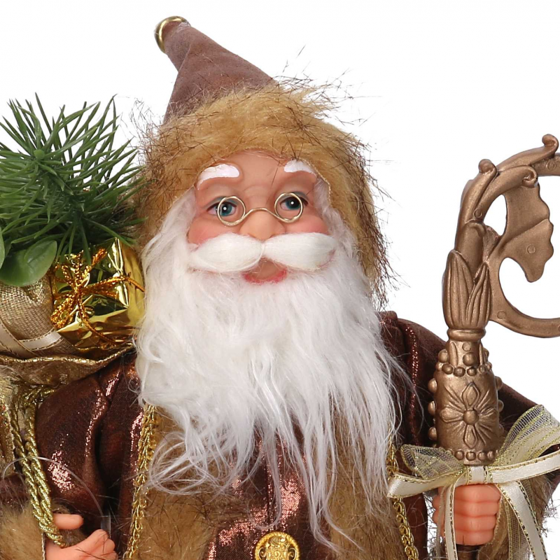 Babbo natale tessuto oro e marrone cmh45