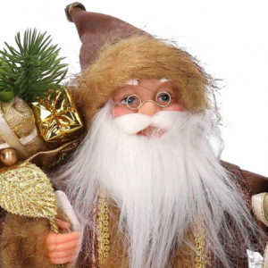Zoom Puntale tessuto Babbo Natale oro e marrone cm ø22h30
