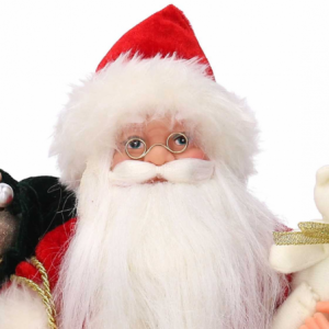 Zoom Puntale tessuto Babbo Natale rosso cm ø22h30