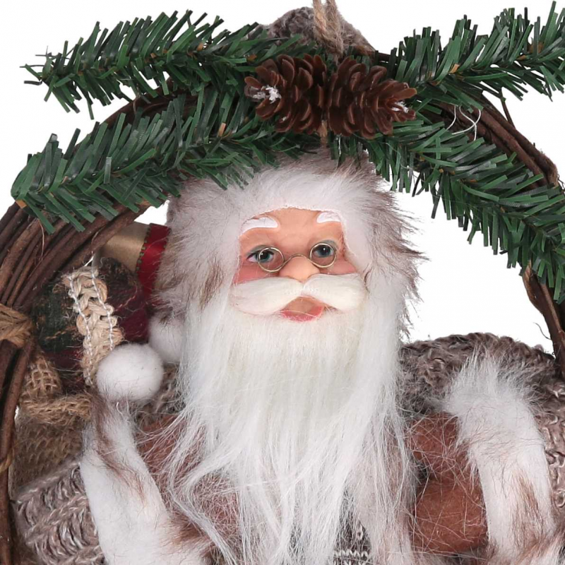 Babbo natale tessuto su ghirlanda marrone cmh32/49